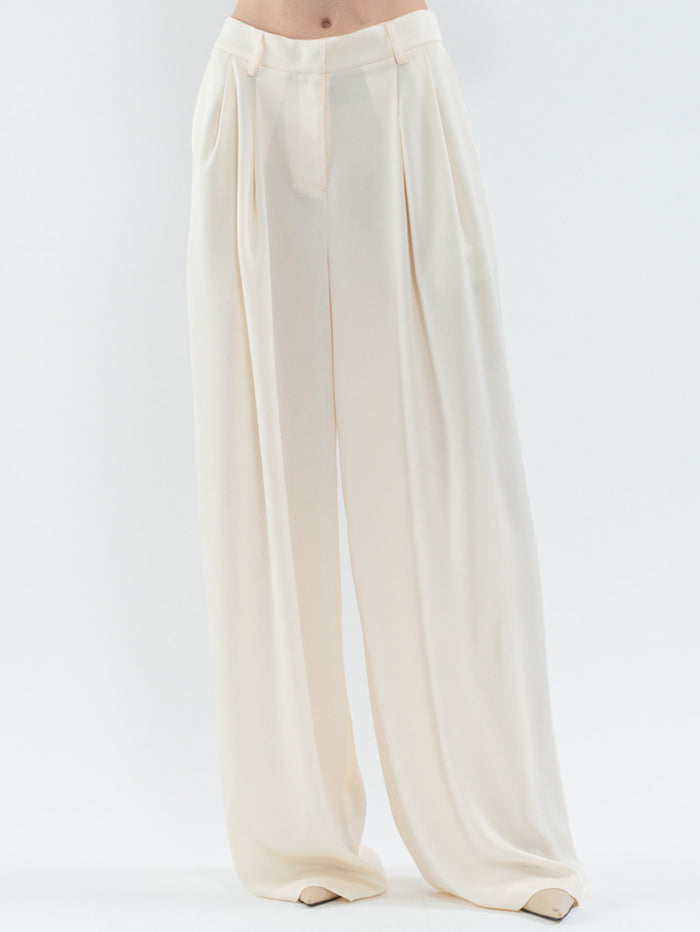 Goen.j Tuck Wide-Leg Trousers CREAM