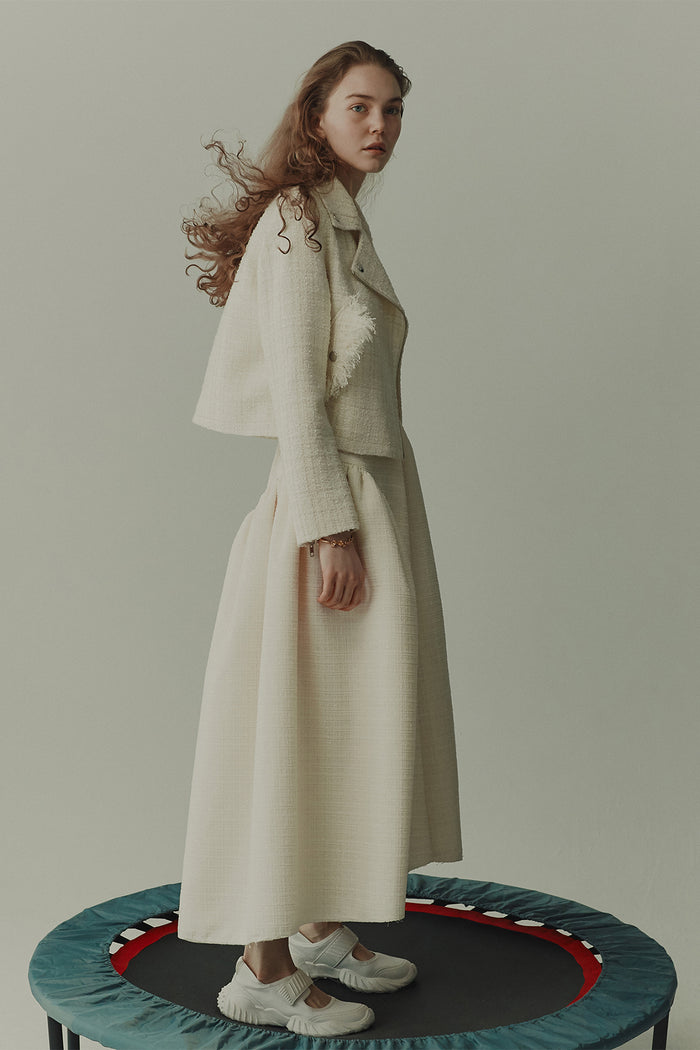 goen.j Tweed biker jacket CREAM