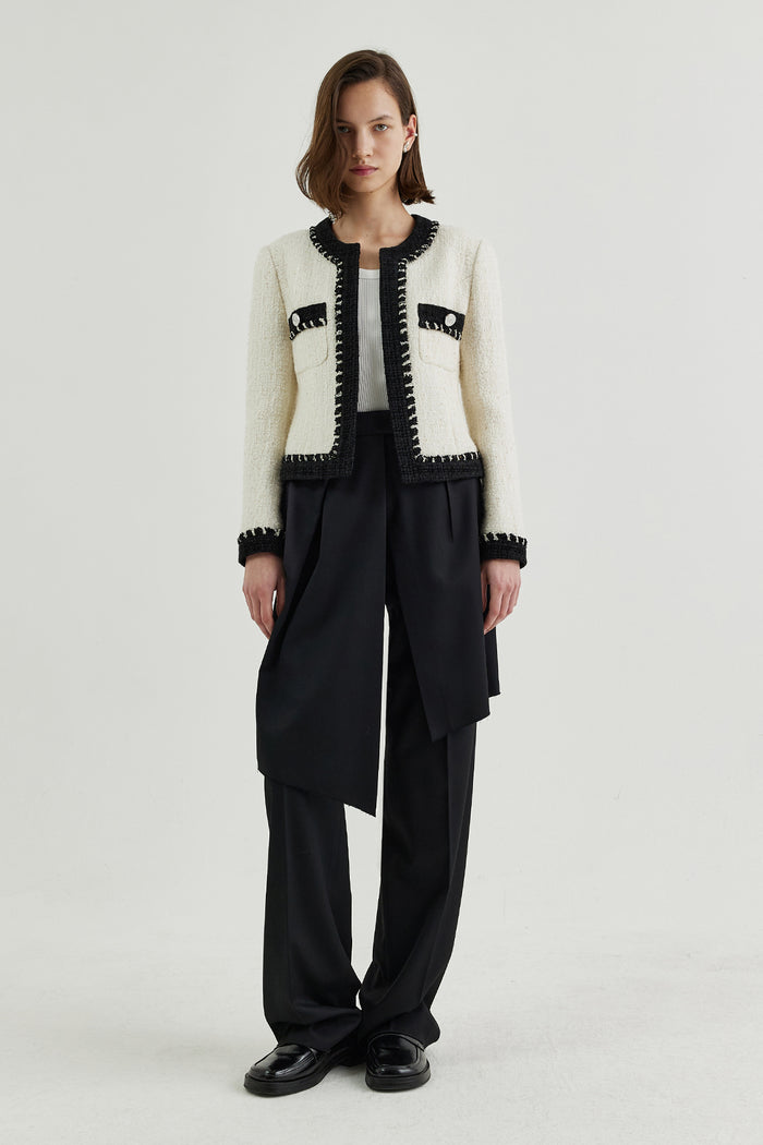 Goen.j Tweed Cropped Jacket CREAM