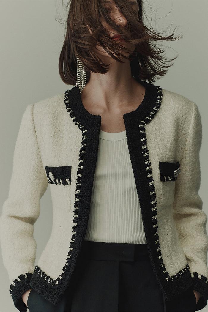 goen.j Tweed cropped jacket CREAM