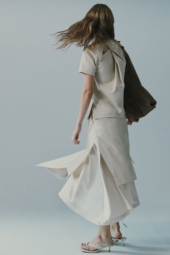 Goen.j Twist Back Cotton-jersey Top BEIGE