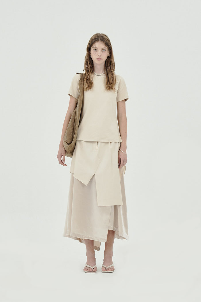 Goen.j Twist Back Cotton-jersey Top BEIGE