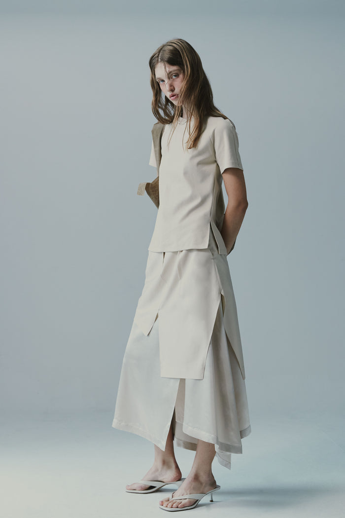 goen.j Twist back cotton-jersey top BEIGE