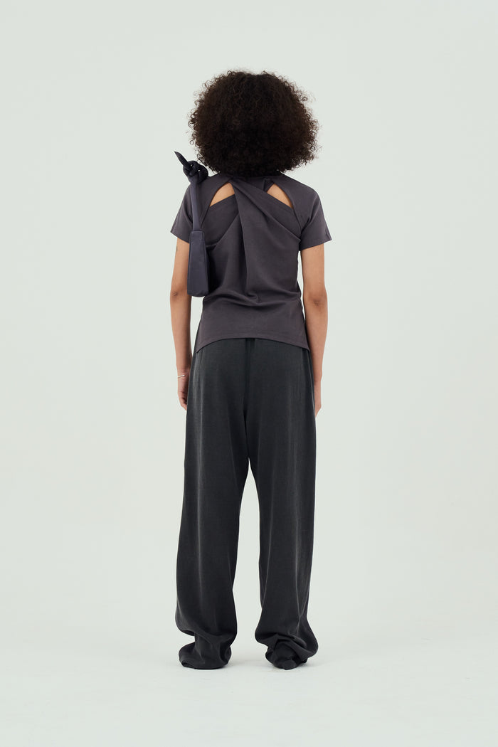 Goen.j Twist Back Cotton-jersey Top GREY