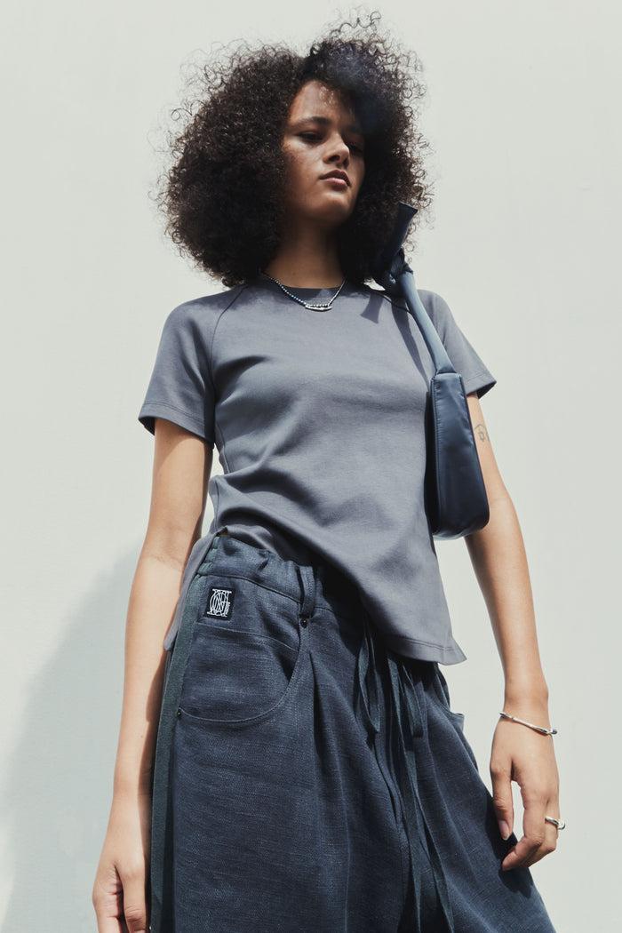 goen.j Twist back cotton-jersey top GREY