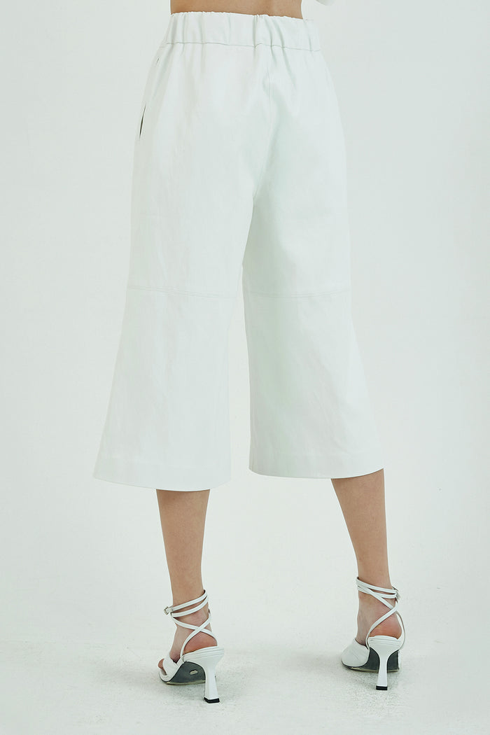 Goen.j Vegan-leather Culottes WHITE