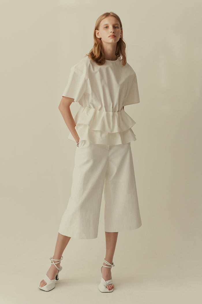 goen.j Vegan-leather culottes WHITE