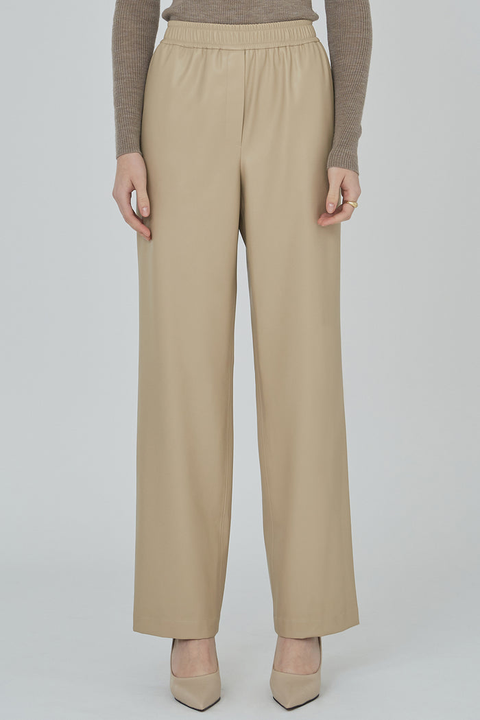 Goen.j Vegan Leather Lounge Pants BEIGE