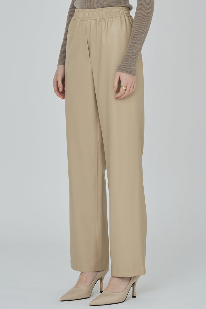Goen.j Vegan Leather Lounge Pants BEIGE