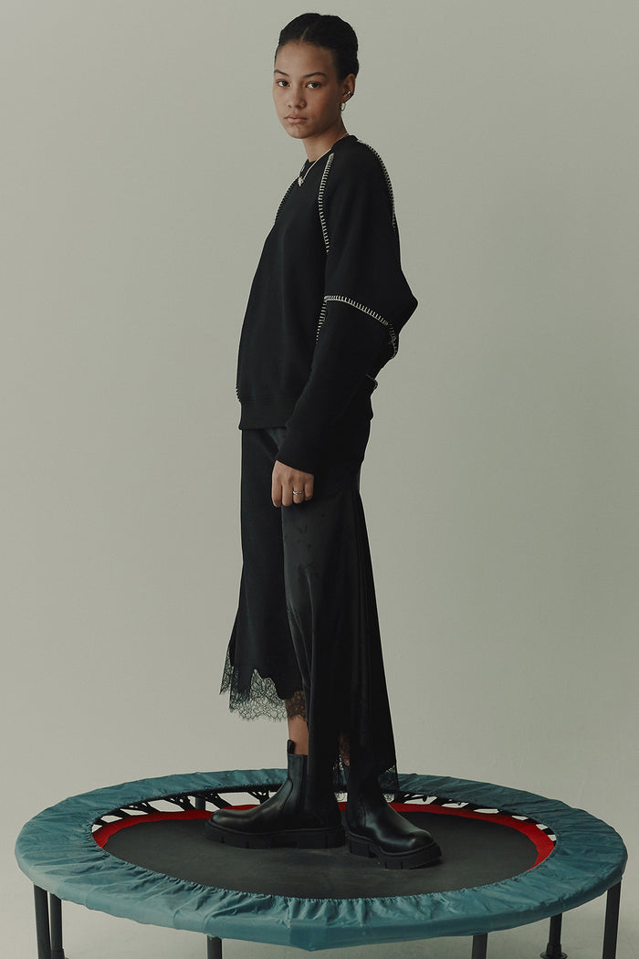 goen.j Viscose jacquard flared midi skirt BLACK goen.j Viscose jacquard flared midi skirt BLACK