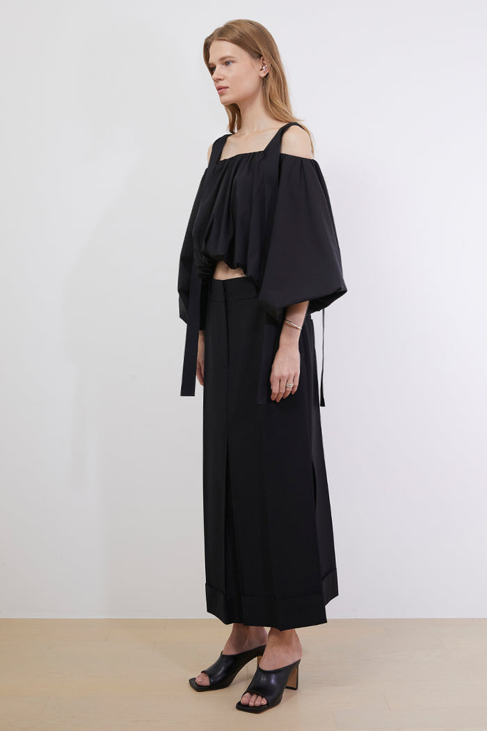 Goen.j Voluminous Shape Cotton-blend Top BLACK