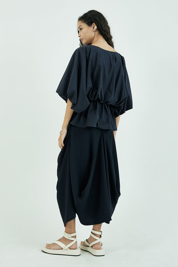 Goen.j Voluminous Shape Cotton-poplin Top NAVY