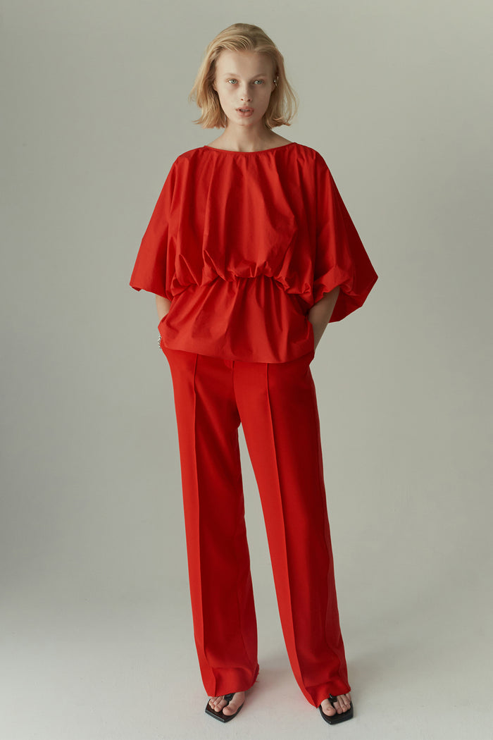 Goen.j Voluminous Shape Cotton-poplin Top RED