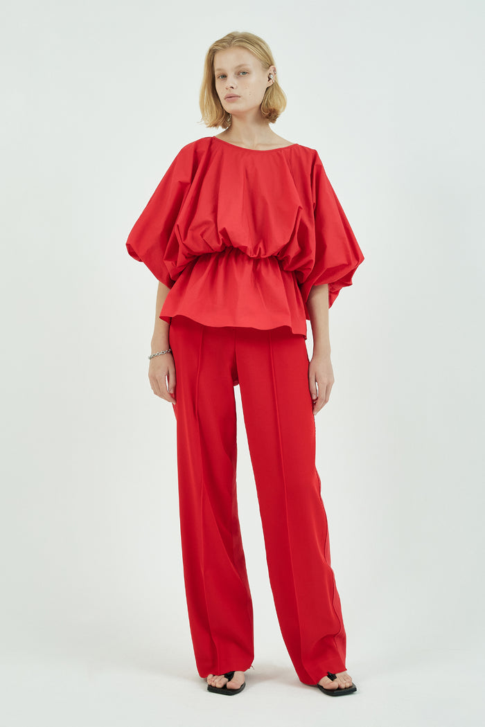 Goen.j Voluminous Shape Cotton-poplin Top RED