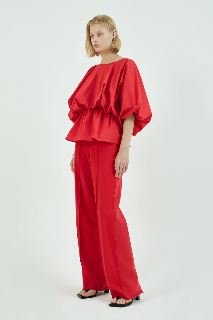 Goen.j Voluminous Shape Cotton-poplin Top RED