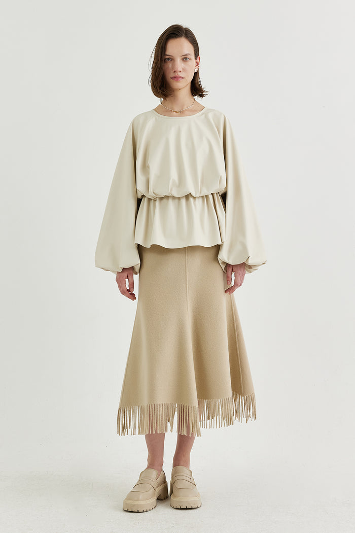 Goen.j Voluminous Shape Vegan Leather Top CREAM