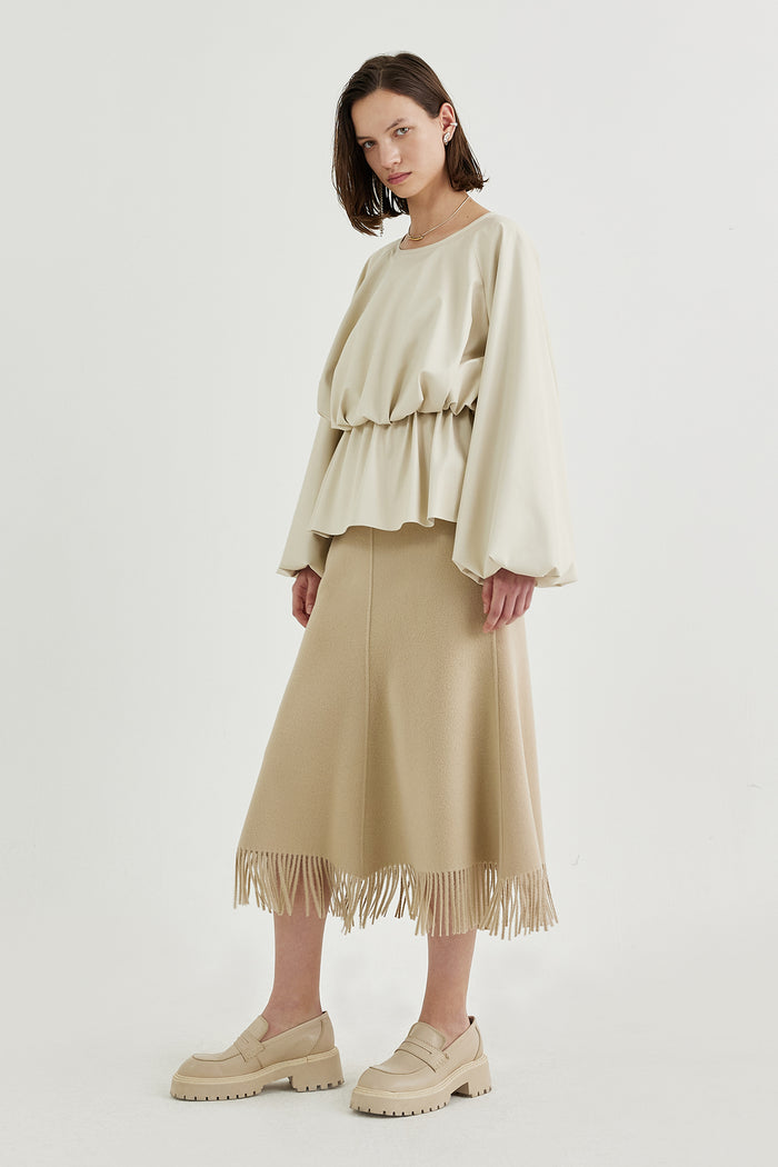 Goen.j Voluminous Shape Vegan Leather Top CREAM