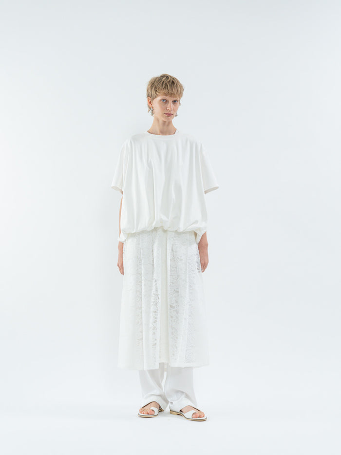 Goen.j Voluminous Short-Sleeve Cotton Top WHITE