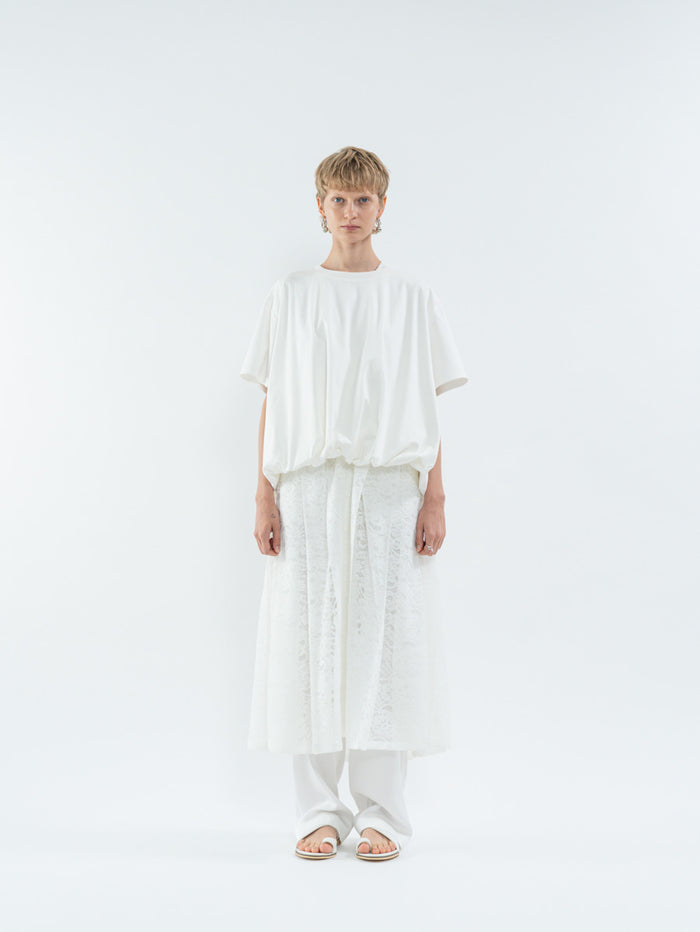 Goen.j Voluminous Short-Sleeve Cotton Top WHITE