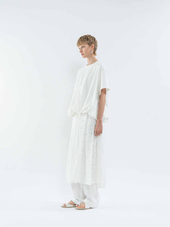 Goen.j Voluminous Short-Sleeve Cotton Top WHITE