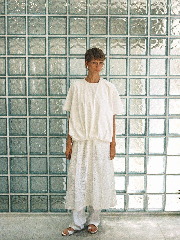 goen.j Voluminous Short-Sleeve Cotton Top WHITE