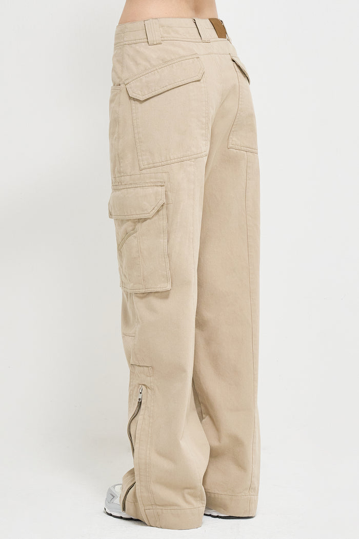 Goen.j Wide-leg Cotton Cargo Pants BEIGE