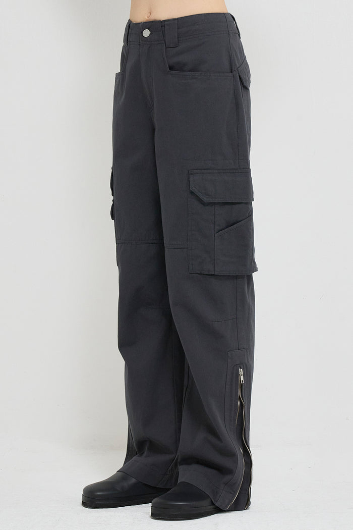 Goen.j Wide-leg Cotton Cargo Pants CHARCOAL