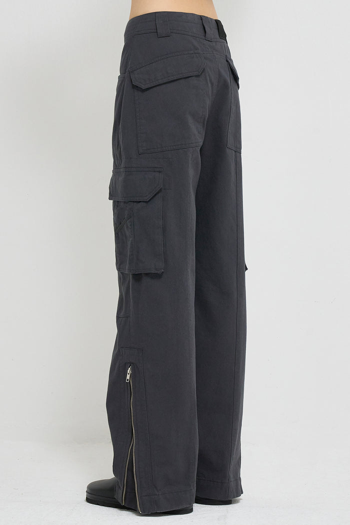 Goen.j Wide-leg Cotton Cargo Pants CHARCOAL