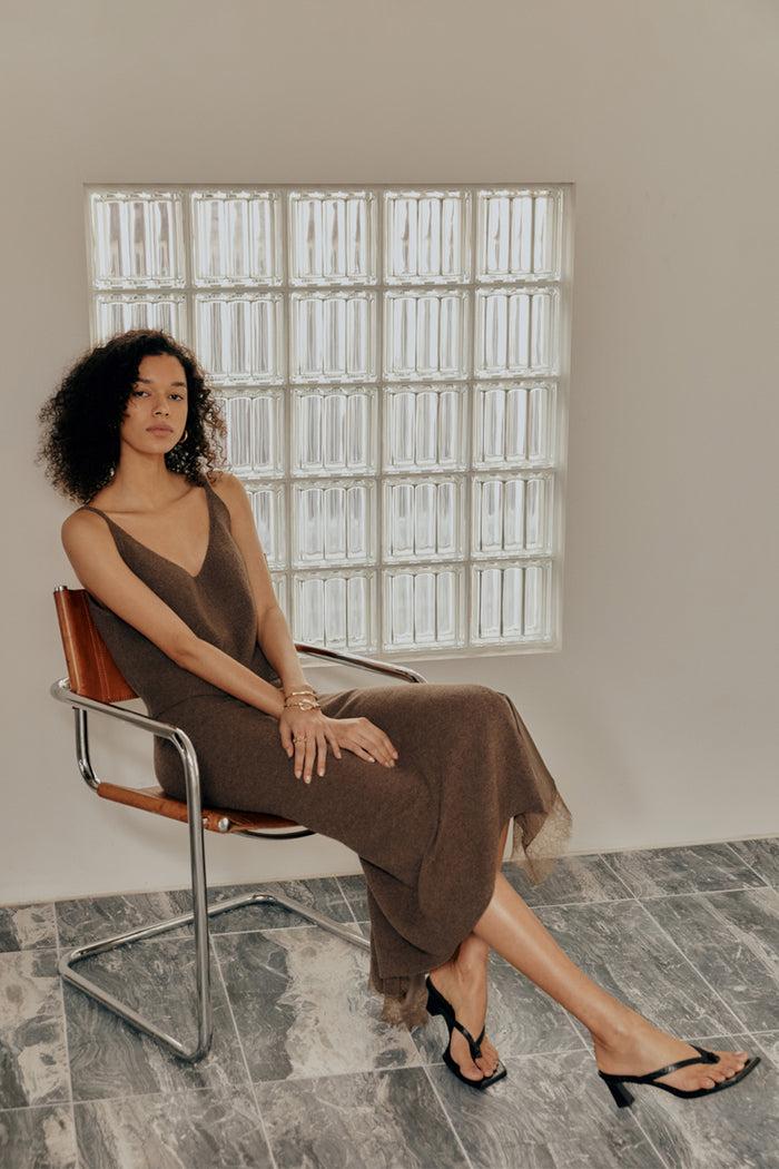 goen.j Wool and cashmere-blend knit tank top TAUPE