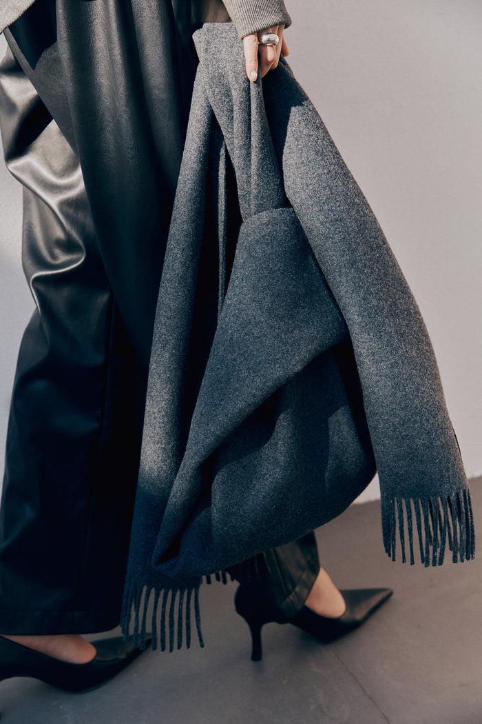 Goen.j Handsewn Double-faced Wool Fringed Scarf Bag