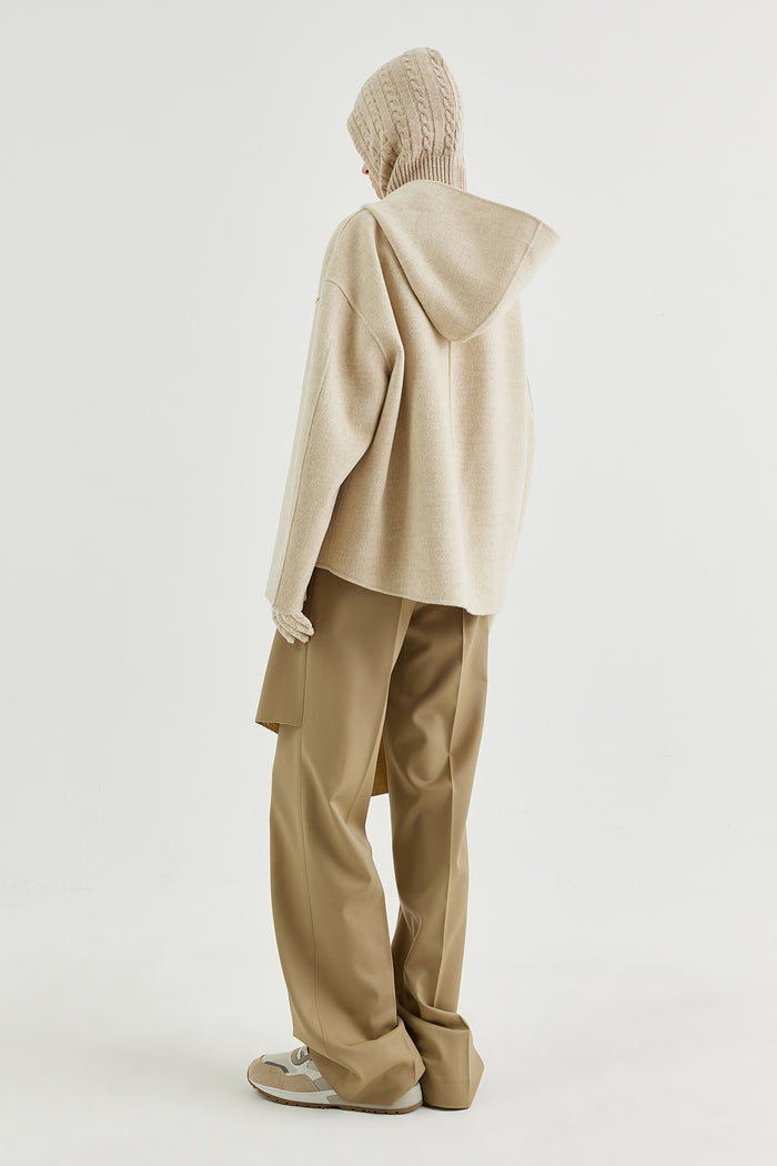 Goen.j Hooded Double-faced Wool Zip-up Jacket BUTTER