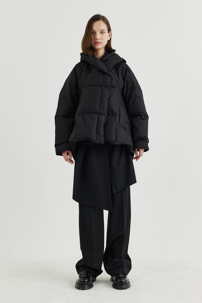 Goen.j Hooded Quilted-down Cocoon Down Jacket BLACK