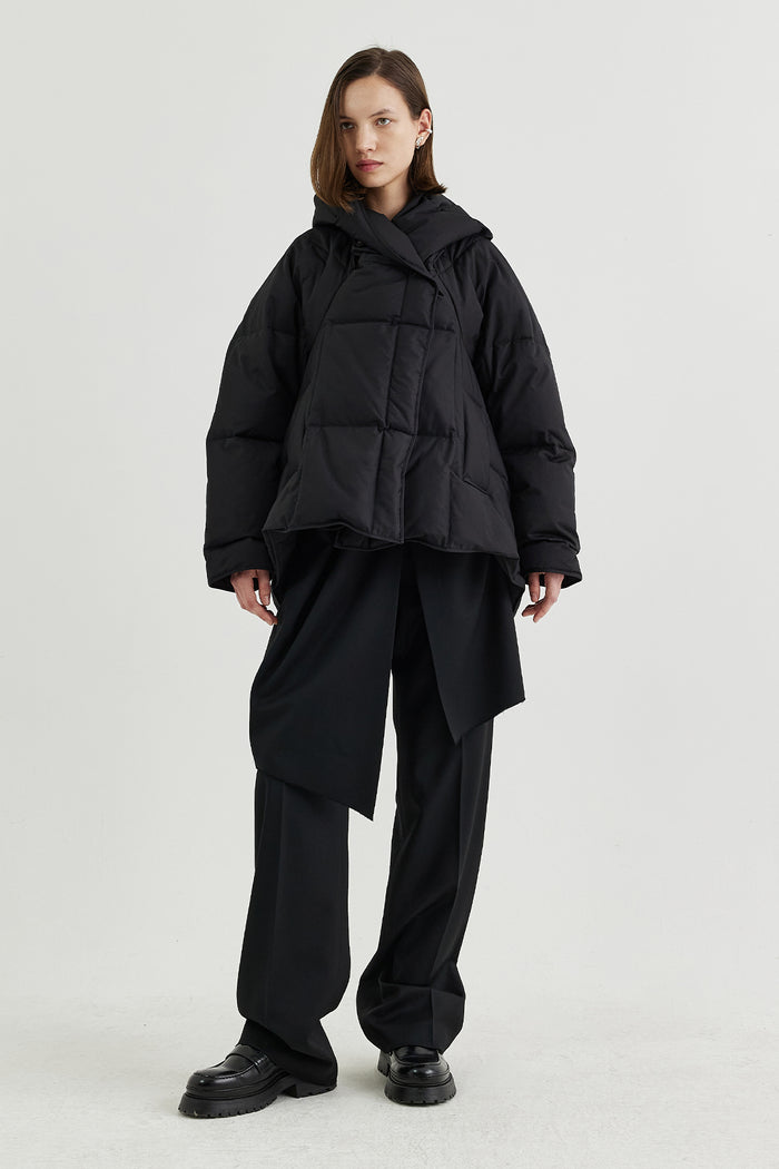 Goen.j Hooded Quilted-down Cocoon Down Jacket BLACK