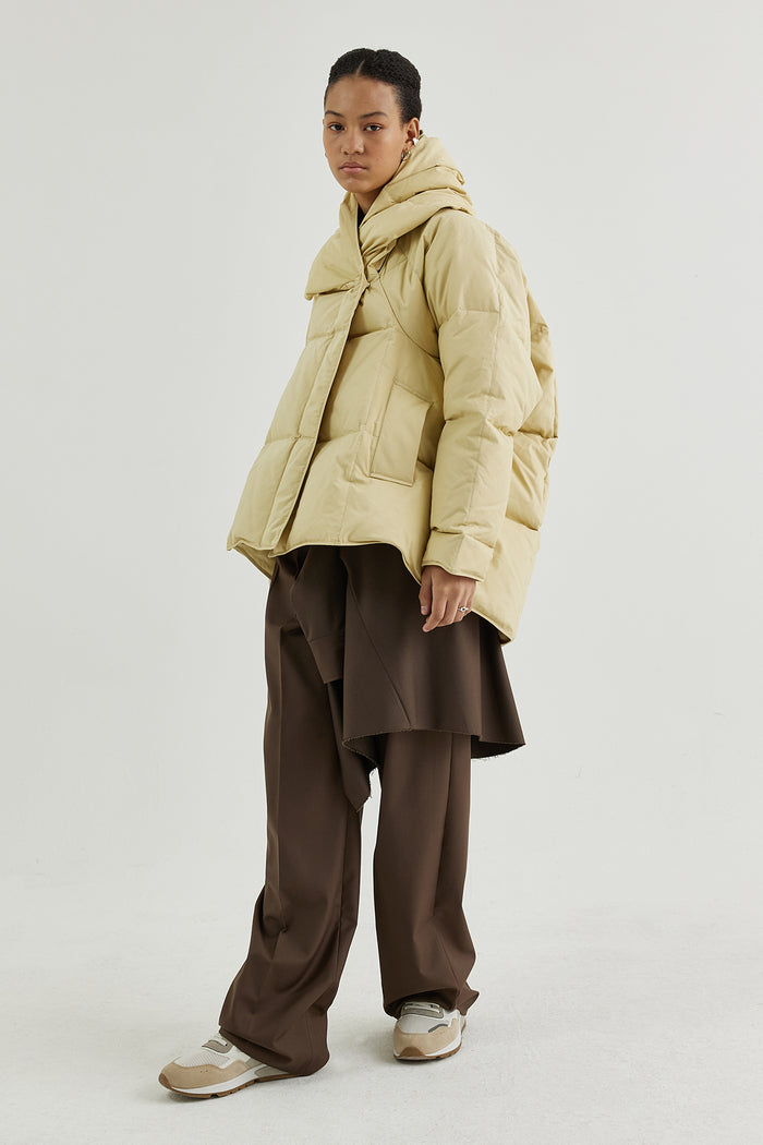 Goen.j Hooded Quilted-down Cocoon Down Jacket BUTTER