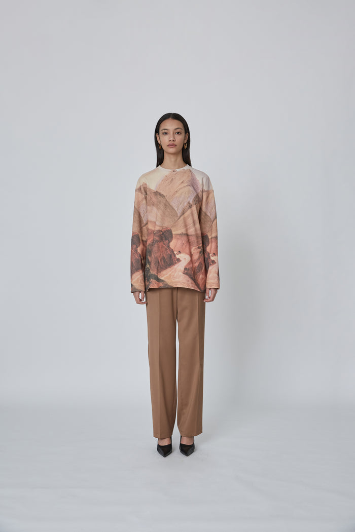 Goen.j Jour Landscape Print Cotton Jersey T-shirt JOUR LANDSCAPE(CREAM)