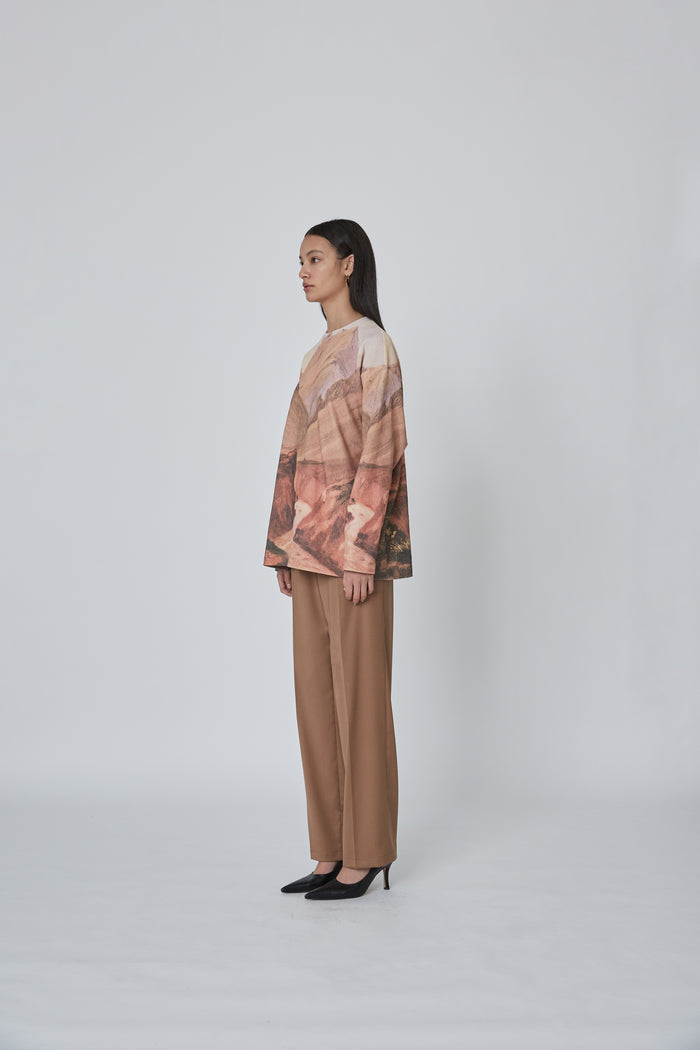 Goen.j Jour Landscape Print Cotton Jersey T-shirt JOUR LANDSCAPE(CREAM)