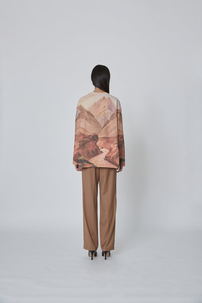 Goen.j Jour Landscape Print Cotton Jersey T-shirt JOUR LANDSCAPE(CREAM)