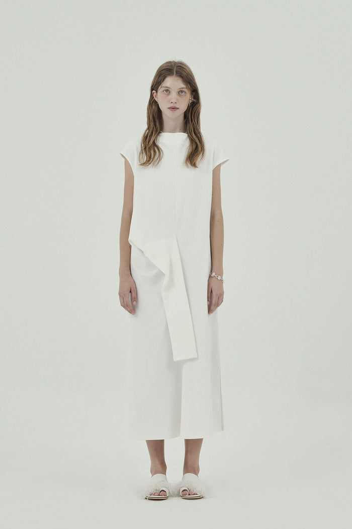 Goen.j Knotted Detail Sleeveless Cotton-jersey Midi Dress WHITE