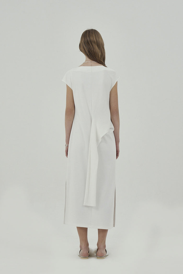 Goen.j Knotted Detail Sleeveless Cotton-jersey Midi Dress WHITE