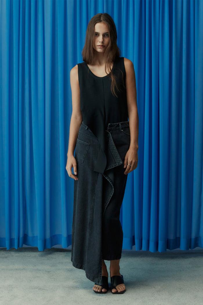 Goen.j Knotted Detail Sleeveless Cotton-jersey Tank Top BLACK