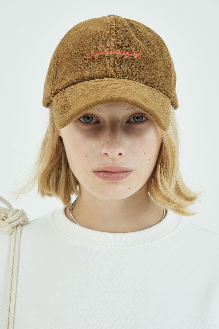 Goen.j Mademoiselle-embroidered Cotton Terry Baseball Cap Mustard