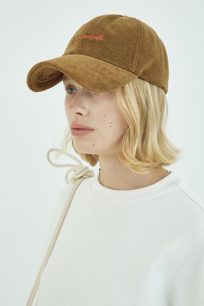Goen.j Mademoiselle-embroidered Cotton Terry Baseball Cap Mustard