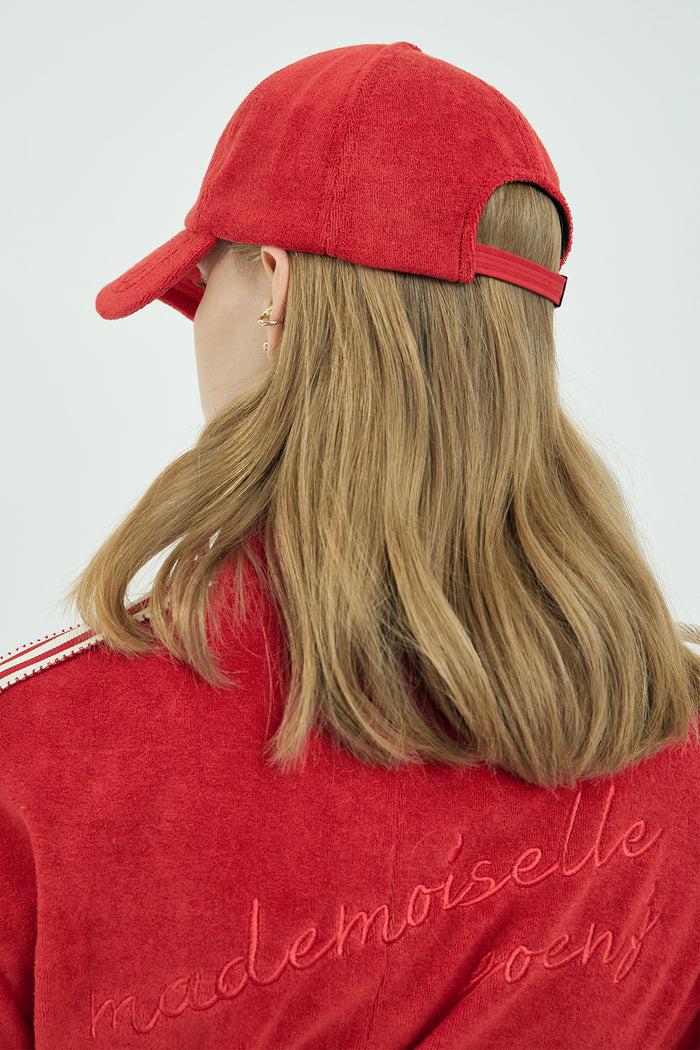 Goen.j Mademoiselle-embroidered Cotton Terry Baseball Cap Red