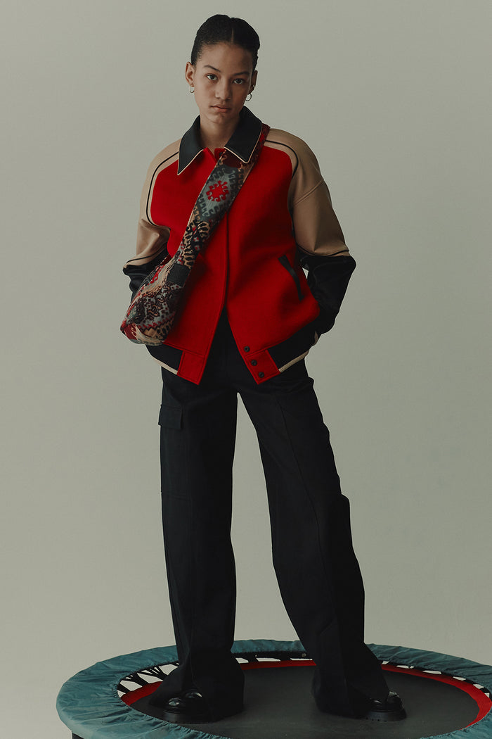 goen.j Paneled cotton-twill wide-leg cargo pants BLACK