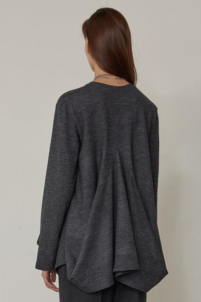 Goen.j Structured Draping Wool-blend Jersey Top BLACK
