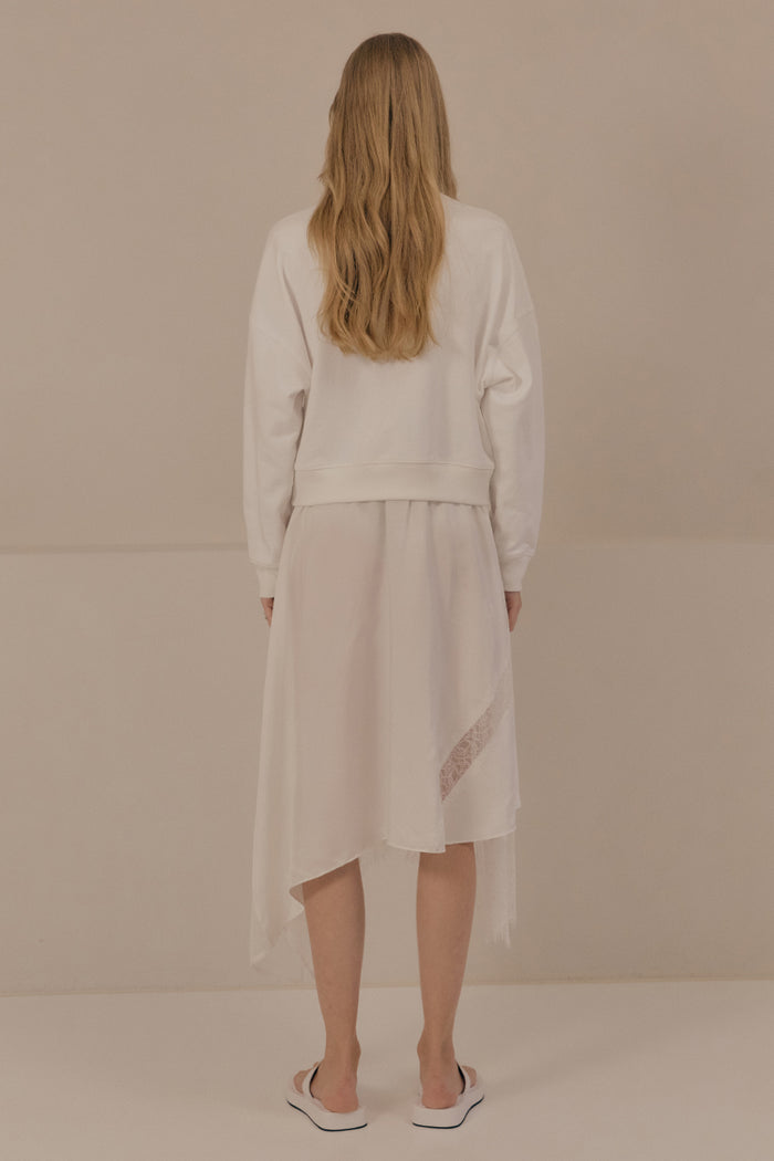 Goen.j Sweatshirt And Charmeuse Skirt Layering Dress IVORY