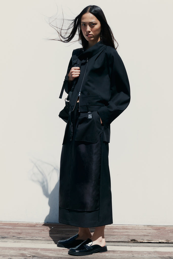 Goen.j Trouser Motif Wool-blend Bomber Jacket BLACK