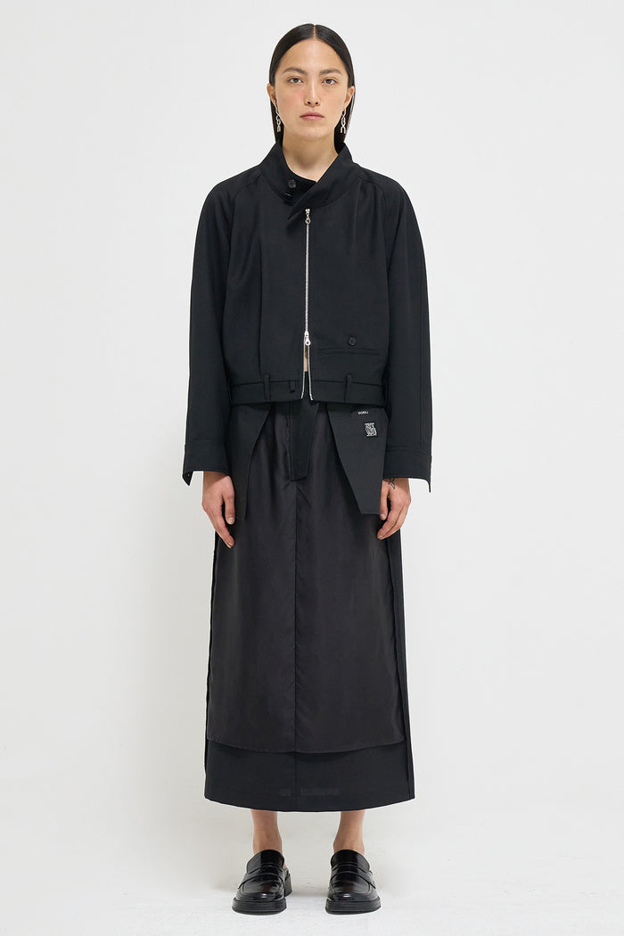 Goen.j Trouser Motif Wool-blend Bomber Jacket BLACK