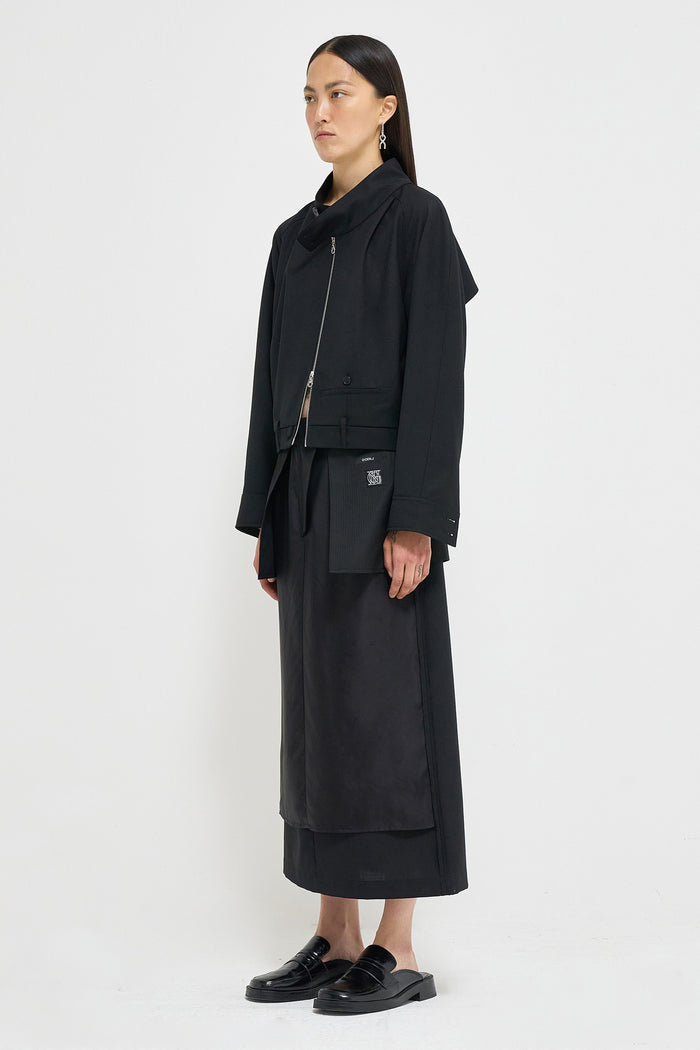 Goen.j Trouser Motif Wool-blend Bomber Jacket BLACK