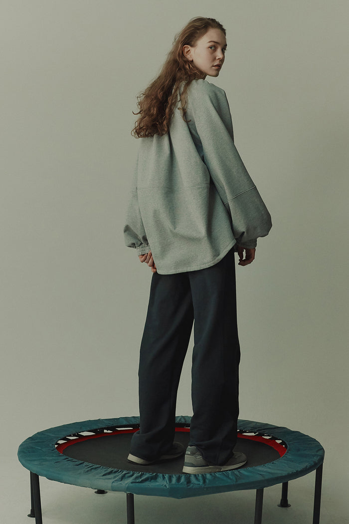 Goen.j Twill And Cotton-jersey Double Garment Effect Straight-leg Pants CHARCOAL